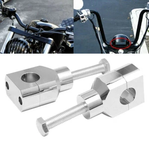 1 Paar Motorrad 1" Lenkerhalter Lenkererhöhung Adapter Klemmen Chrom Für Harley - Picture 1 of 6
