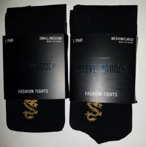 Medias negras de moda marca Steve Madden para mujer detalle bordado dorado S/M M/L - Imagen 1 de 4