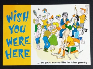 Wish You Were Here Some Life In The Party Comic Humor Postcard 1973 Caldwell UNP - Picture 1 of 2
