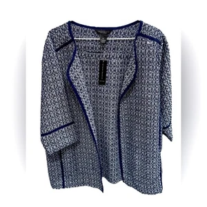 Investments Damen, Navy Seashell Tweed Long 3/4 Arm Sakko Gr. PL NEU - Bild 1 von 4