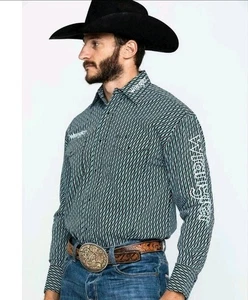 Camicia Wrangler® logo blu e nero fantasia manica lunga a scatto MP1329M 2XL alta - Foto 1 di 13