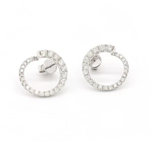 1.39ct Lab Created Diamond Stud Earrings 14K White Gold Graduated Prong - Picture 1 of 5