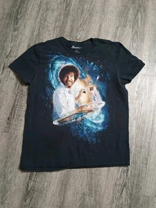 Bob Ross Shirt Men's Large Black Graphic Print Painting Galaxy Space Classic  - Picture 1 of 6