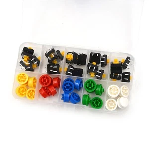 25Set Momentary Tactile Push Button Touch Micro Switch 4P PCB Cap 12x12x7.3mm HF - Picture 1 of 7