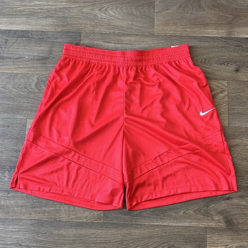 Nike Dri FIT Icon Pantaloncini Basket Rosso Bianco Swoosh Uomo 2XL Nuovi con etichette