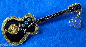 YOKOHAMA *AMETHYST* STEINE & VIOLETTE BLUME GEBURTSSTEIN GITARRE Hard Rock Cafe PIN - Bild 1 von 1