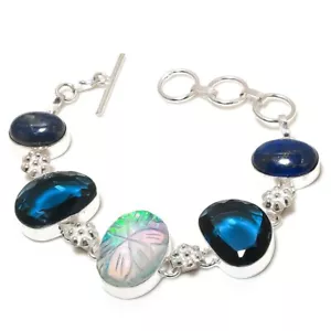 Triplet Opal Gemstone Handmade 925 Sterling Silver Jewelry Bracelet Size 7-8" - Picture 1 of 1