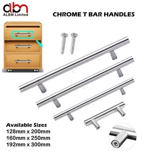 T BAR KÜCHENSCHRANK TÜRGRIFF SCHRANK SCHUBLADE MÖBEL CHROM T BAR GRIFF - Bild 1 von 10