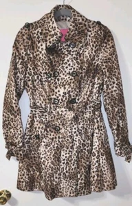 NWOT Betsey Johnson Lightweight Leopard Trench Coat Belted Corset Sz S Small - Picture 1 of 11
