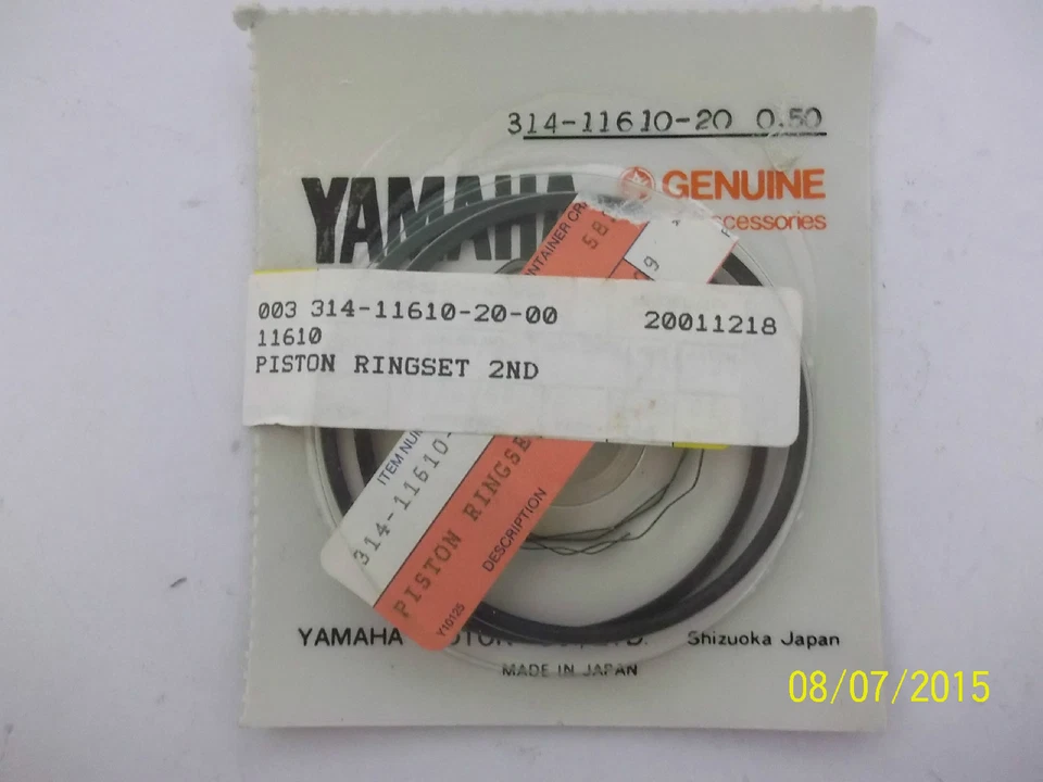YAMAHA NUEVO OEM AT2 CT2 AT3 CT3 JUEGO DE ANILLOS DE PISTÓN (2º gran tamaño) 314-11610-20-00 lb Foto 1 de 1