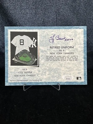 Yogi Berra Famous Flannels Max Z Retired Uniform Card /600 Signed JSA COA HOF - Image 1 of 4