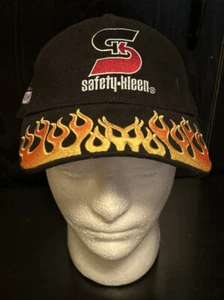 Vintage Made USA Safety Kleen Strapback Brushed Cotton NASCAR Cap Flames - Picture 1 of 5