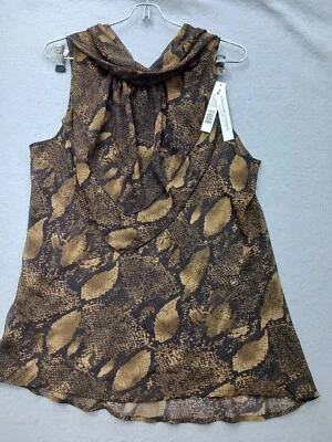 Blusa de mujer Adrienne Vittadini 12 estampado animal cuello corbata sin mangas Foto 1 de 4