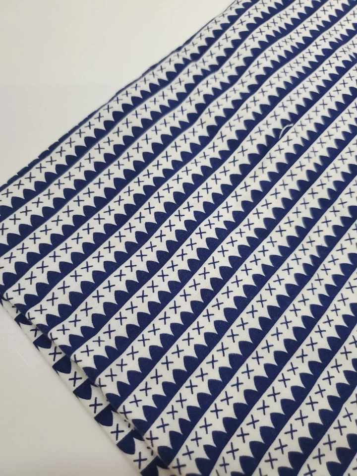 Tasha Noel Fabric Scallop Stripe Riley Blake  Navy Sew Quilt FAT QUARTER  - Image 1 of 1