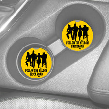 FOLLOW THE YELLOW BRICK ROAD WIZARD OZ CUSTOM RUBBER CAR COASTERS SET (2) GIFT