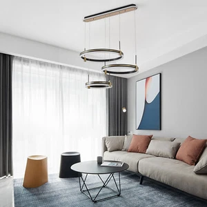 Modern 3 Rings Chandelier LED Ceiling Light Chandelier Pendant Light w/ Remote - Picture 1 of 22