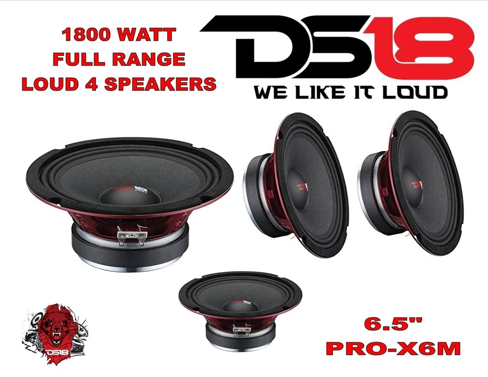 (4) DS18 PRO-X6M 1800W 6.5" Midrange Full Range Super Speaker Loudspeaker 8 Ohm - Image 1 of 1