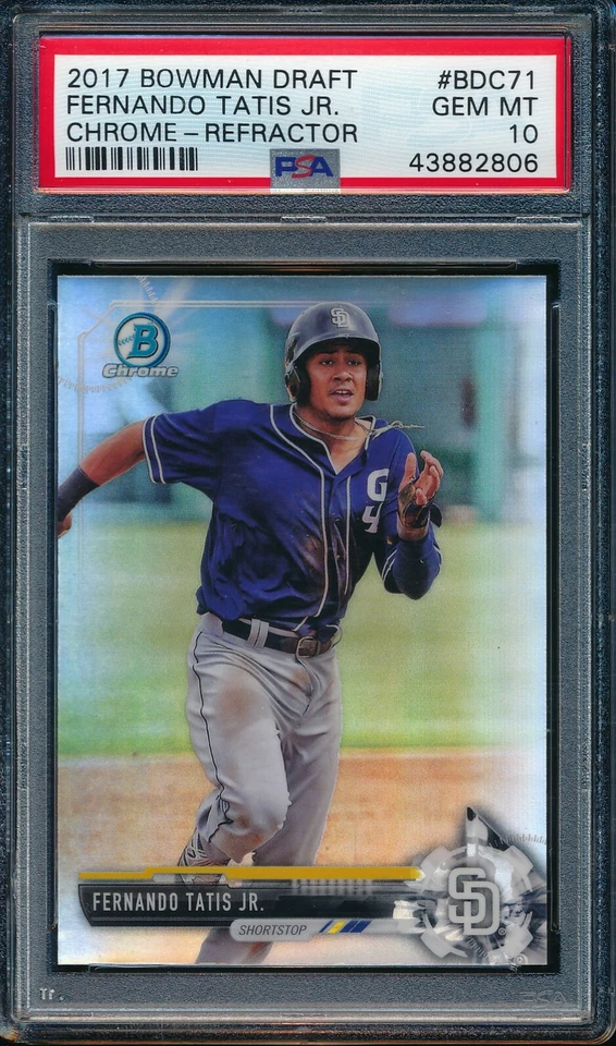 PSA 10 FERNANDO TATIS JR 2017 Bowman Chrome Draft REFRACTOR Padres RC GEM MINT - Image 1 of 1