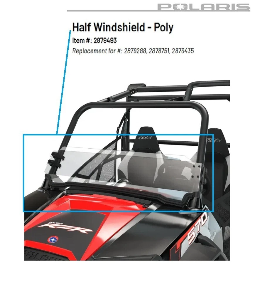 Medio parabrisas Polaris OEM 2013-2022 RZR 570/900, Poly-2879493 Foto 1 de 1