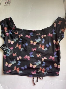 Faded Rose Juniors Crop Top Size XL, Butterflies, NWT - Picture 1 of 6