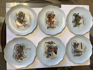 Meiselman Imports Bavaria Lanchester 1950s 8.5” Porcelain Plate Germany Set Of 6 - Picture 1 of 8