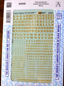 Microscale Decal #90008 Railroad Roman Letters and Numbers Dulux - Picture 1 of 1