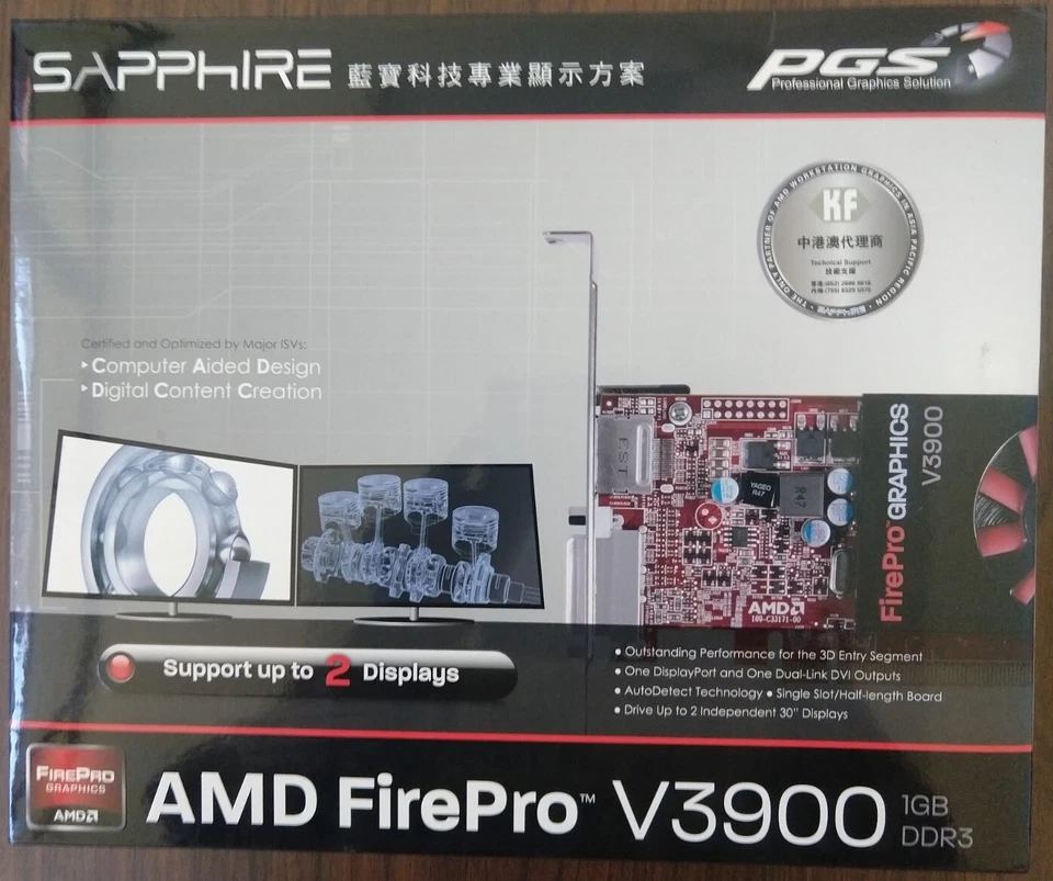 Sapphire AMD FirePro V3900 1GB DDR3 DP/DVI-I PCI-Express Graphics Card - Image 1 of 4