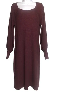 NWT Nine West Sheath Dress ~Women’s Sz XL ~Burgundy Metallic ~Knit ~ Long Sleeve - Picture 1 of 9