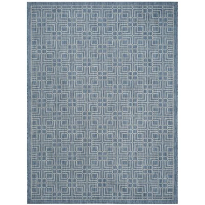SAFAVIEH Outdoor CY8467-36821 Courtyard  Navy / Grey Rug - Image 1 of 4