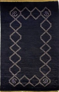 Alfombra de área negra Rugstc 3x5 Senneh Gabbeh, tinte vegetal, anudada a mano, pila de lana - Imagen 1 de 5
