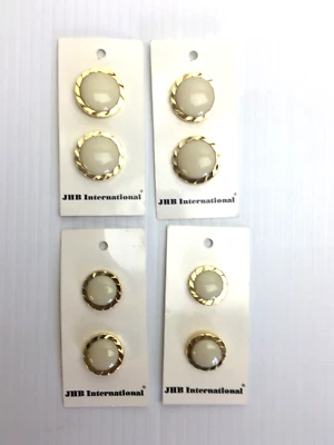 Set of 8 Round JHB Internat'l Gold Ivory Buttons Floral 2 Szes Clothes Sew Italy - Image 1 of 4