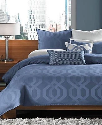 Новый отель коллекции современный шестиугольник California король юбка постельного белья синий $150 - Изображение 1 из 2