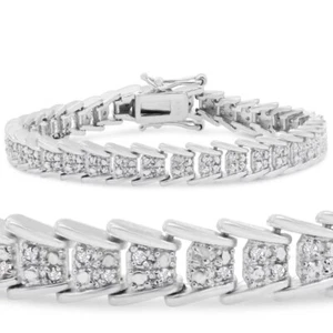 SuperJeweler 1 Carat Diamond bracelet in Platinum Overlay, 7 inches for women - Picture 1 of 4