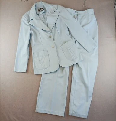 Traje Pantalón Vintage Jack Invierno Mujer Poliéster Talla 12/14 Azul Doble Tejido Foto 1 de 4