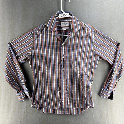 LEDBURY Men's Long Sleeve Button Front Blue Checked SLIM FIT Shirt Medium - Image 1 of 4