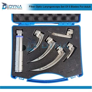 Fiber Optic Laryngoscope Set Of 5 Blades For Adult and Child - Picture 1 of 5