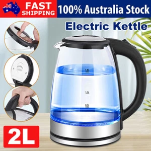 Electric Glass Kettle Cordless Dual Wall LED Water Maker Jug Stainless Steel 2L - Picture 1 of 9