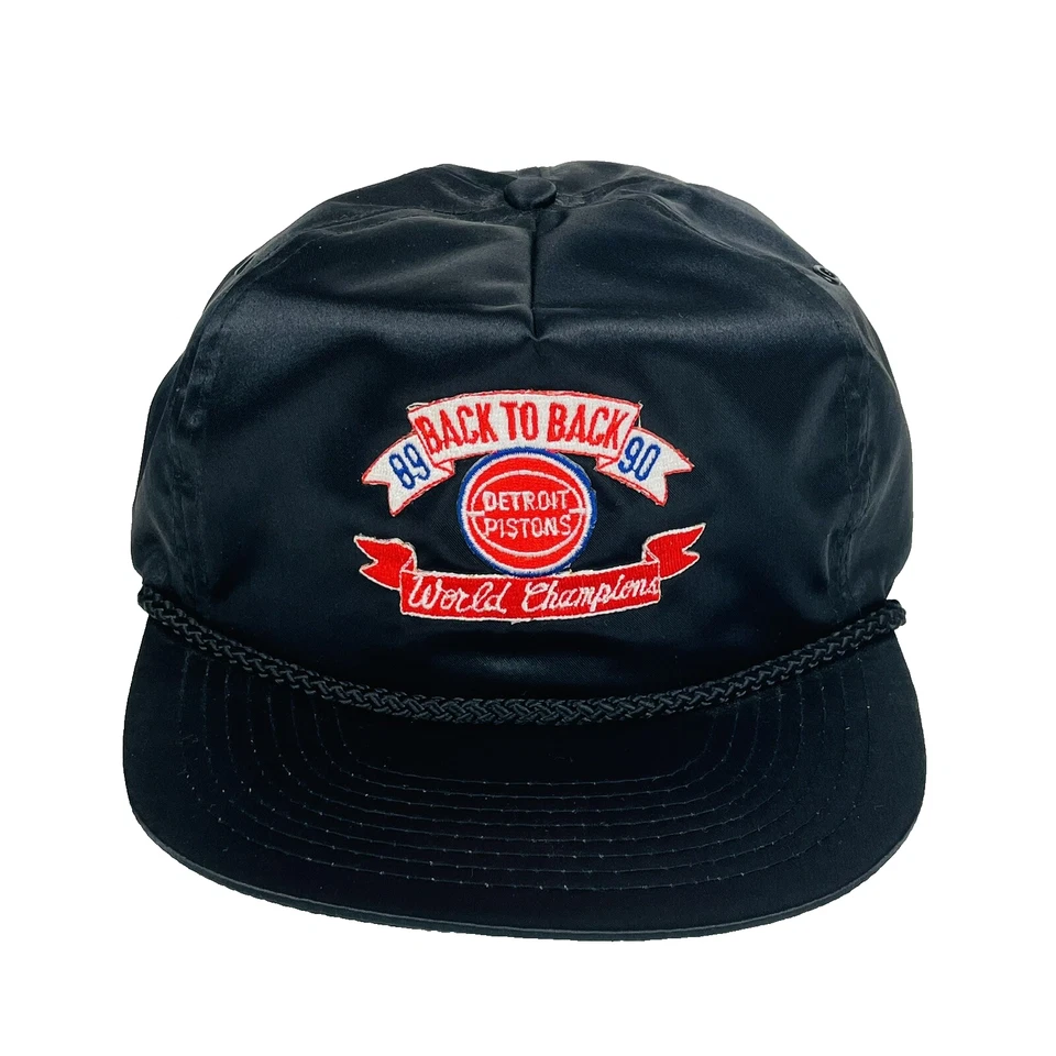 Vintage Detroit Pistons Back to Back 89/90 NBA World Champions Satin Hat RARE - Image 1 of 4