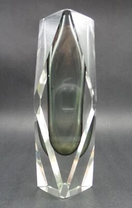 Mid-Century G. CAMPANELLA MURANO Sommerso Gray & Clear Art Glass Vase - Picture 1 of 7