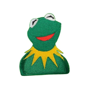 Lächelndes Froschgesicht bestickt Bügelbild Aufnäher Patch Abzeichen für Kleidung - Bild 1 von 1