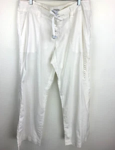 Gap Linen Cotton Drawstring Pants Size 14 Wide Leg Off White - Picture 1 of 8