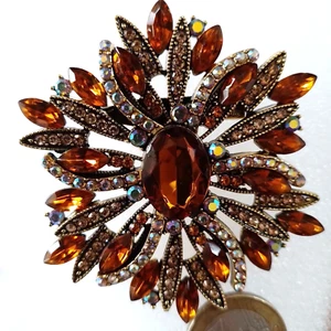 Brosche Anstecknade bernsteinfarben bunt  wunderschön aufwendig verziert ca 8 cm - Bild 1 von 1
