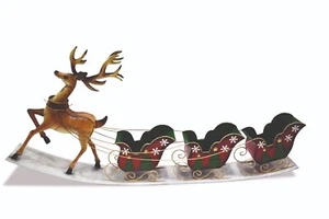 Premier Decorations extra großer Schlitten und Rentier Deko Ornament 1m lang - Bild 1 von 1