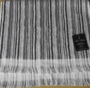ONE Brooks Brothers Premium Turkish Hand Towel Striped Shades of Gray New 16X28 - Picture 1 of 3
