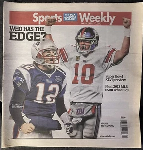 ELI MANNING GIANTS & TOM BRADY PATRIOTS 2012 SUPER BOWL XLVI USA TODAY NEWSPAPER - Picture 1 of 1