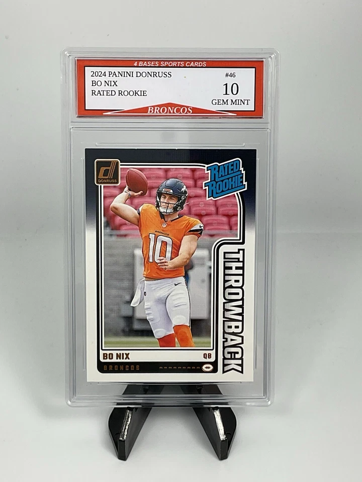 2024 Panini Donruss Bo Nix Denver Broncos Rated Rookie Card #46 Gem Mint 10! - Image 1 of 1