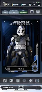 Topps Star Wars Digital Card Trader Blue Masterwork 2019 Fives Insert Award - Foto 1 di 1
