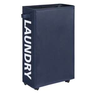 25" Slim Rolling Laundry basket on Wheels, 50L Collapsible Narrow Corner Laun... - Picture 1 of 9