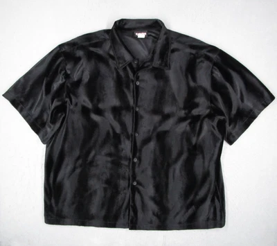 Vintage Sinister Clothing Shirt Mens 2XL XXL Black Velour Button Up Goth 90s - Image 1 of 4