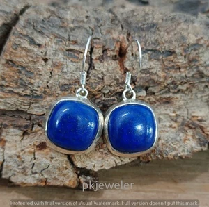 925 plata esterlina natural lapislázuli bien hecho pendiente joyería E-74 - Imagen 1 de 6